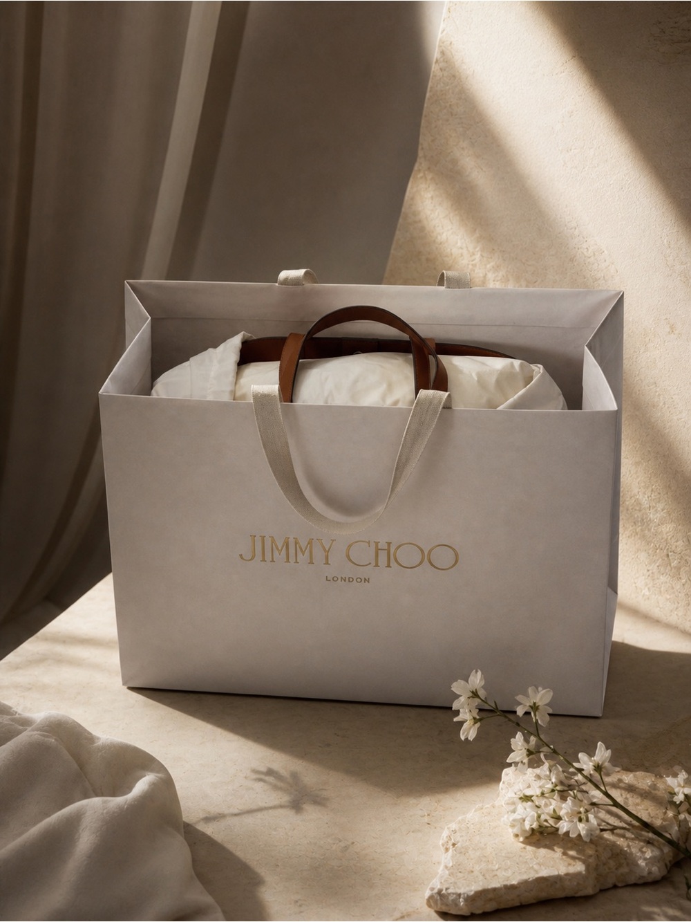 Jimmy Choo Canvas Logo Tote Ecru Tan NEW - Picture 10 of 17